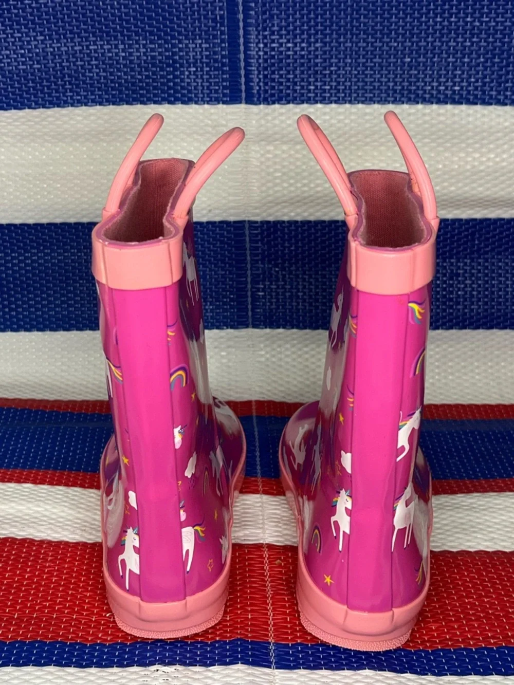 Party PINK Unicorn Rainbow Hbxooxts Kids Outdoor Waterproof Rain Boots Size 13